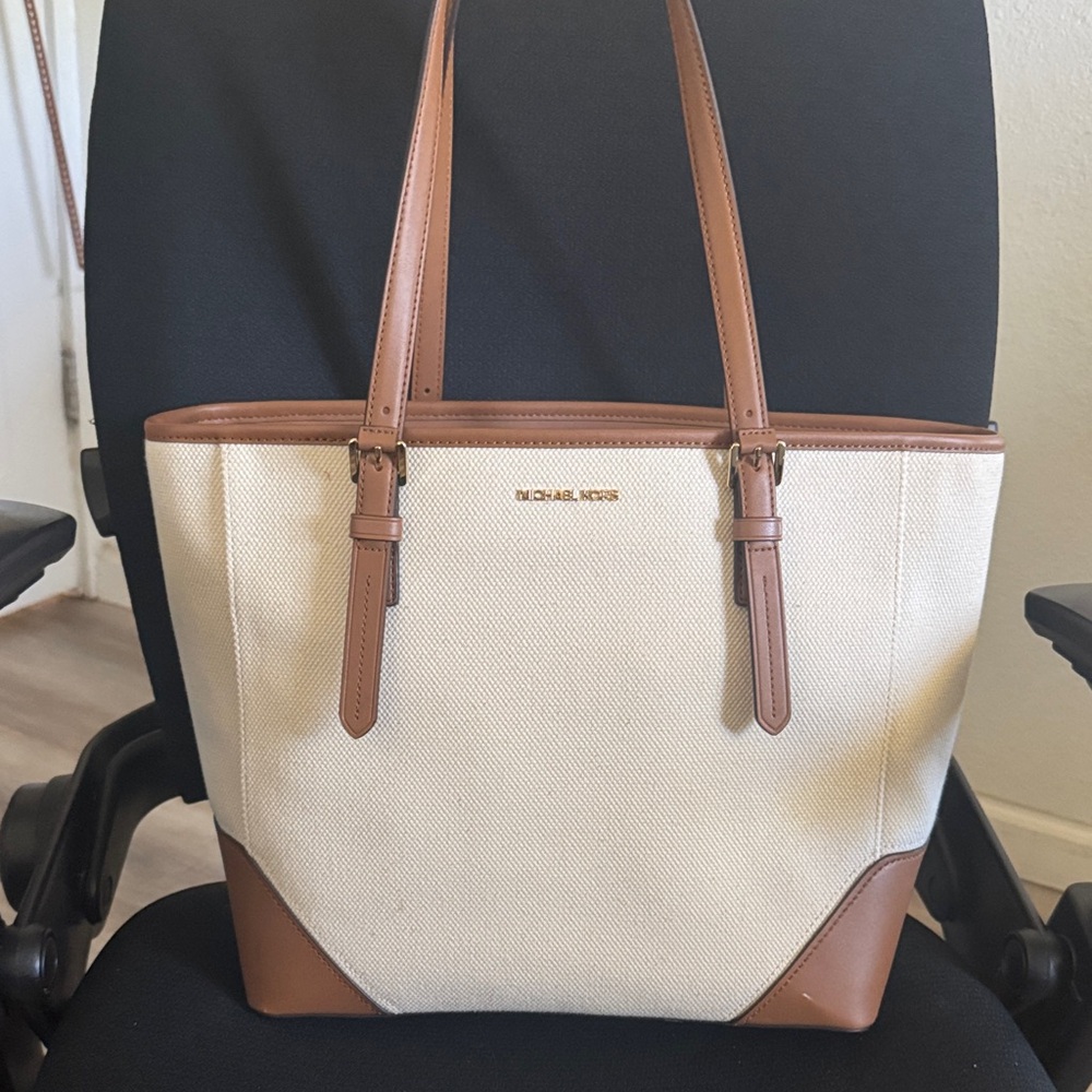 Michael Kors Tan and Cream Tote Bag